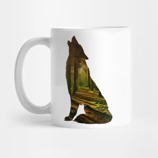 Howling Wolf Autumn forest pattern - Fall Mug